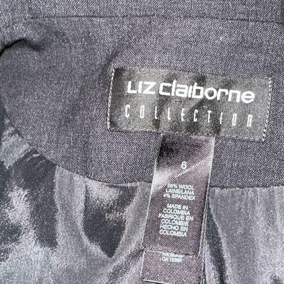 Liz Claiborne Collection Wool Blend Charcoal Gray Blazer Coat Modest Career - Picture 6 of 10